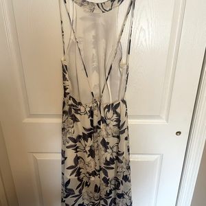 White and blue floral maxi dress